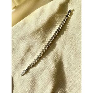 Emerald cut cubic zirconia tennis bracelet with extender